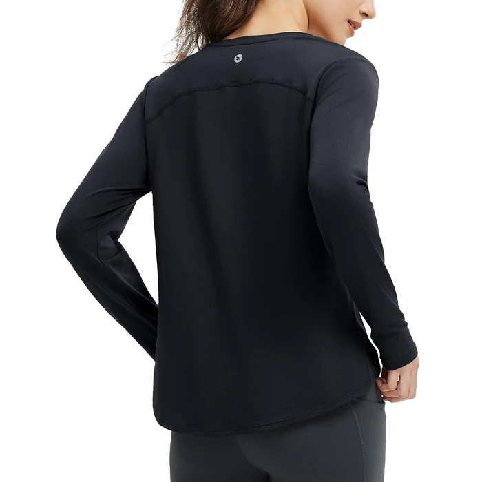 baleaf Women's Long Sleeve Workout Shirts Lightweight Quick Dry Running Athletic Yoga Tops with Curved Hem Thumb Loop Black S by baleaf - Image 1