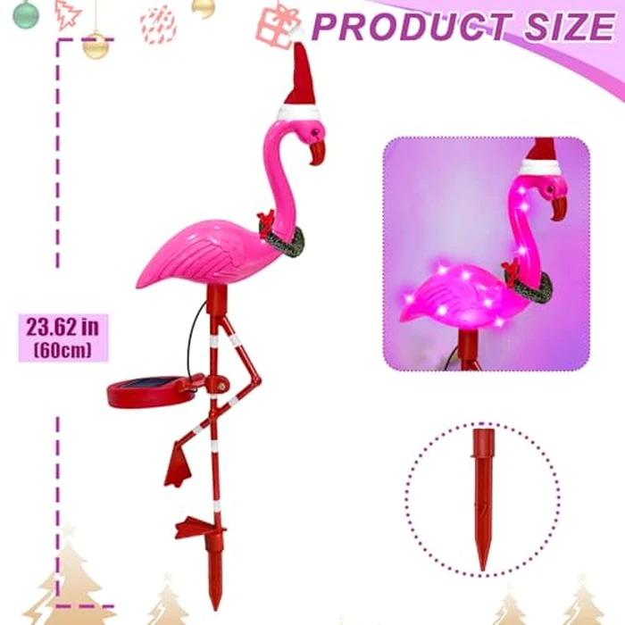 EDOF Solar Garden Lights Flamingo Decorations Outdoor Waterproof,2 Packs Solar Flamingo Light Garden Decor,Pink Flamingo Statue Decorative Figurine Lights for Yard Art Patio Porch Lawn by EDOF - Image 4