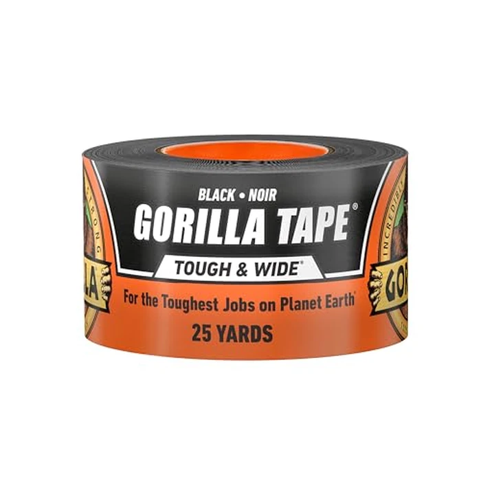 Gorilla Tough & Wide Utility Tape, Duct Tape, Double-Thick Adhesive, All Weather Resistant Shell, Reinforced Backing, Black, 2.8 in x 25 yd (Pack of 1) by GORILLA - Used - Very Good condition - CA$17.03