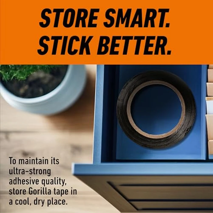 Gorilla Tough & Wide Utility Tape, Duct Tape, Double-Thick Adhesive, All Weather Resistant Shell, Reinforced Backing, Black, 2.8 in x 25 yd (Pack of 1) by GORILLA - Image 3