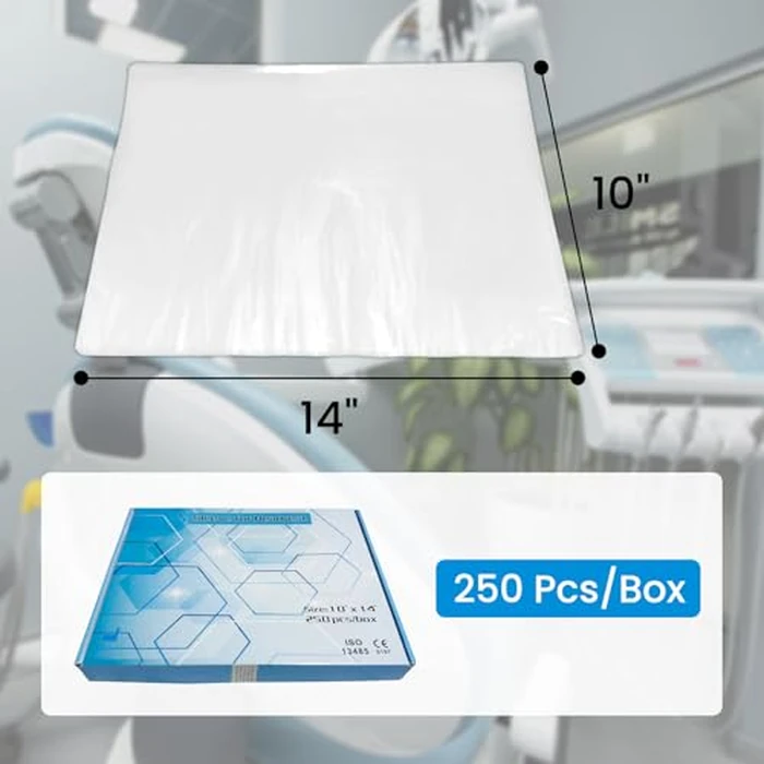 250 Pcs Dental Chair Headrest Covers, Orthodontics Cosmetic Clinic Chair Head Protector Sleeves, Disposable & Transparent, 14" Lx10 W by EDWERD - Image 2