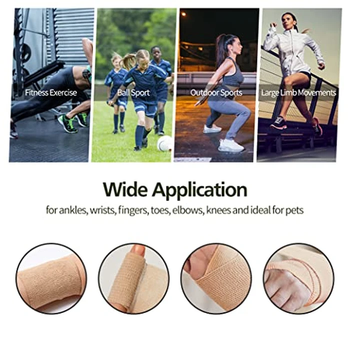 4" Self Adhesive Bandage Wraps, 12pcs Vet Wraps, Skin Color, 5 Yard Self Adherent Wraps for Sports, Wrist, Ankle and Swelling by RUBY.Q - Image 6