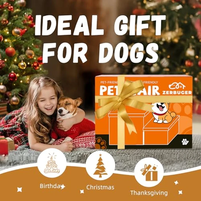 Dog Stairs with Storage 12" H, 2-Step Wider Dog Steps for Dogs Cats, Folding Sturdy Pet Stairs Climbing Sofa Couch, Ramp for Car Hold Up to 150 lbs (Gray, No Condo) by Zerbuger - Image 6