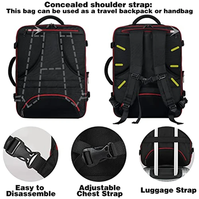 Mogplof Carry on Backpack, Airline Flight Approved Travel Backpack for Men, WOmen 40L Extra Large Expandable Water Resistant Backpack Lightweight Daypack Perfect Fit for 17 17.3 Inch Laptop, Black by Mogplof - Image 3