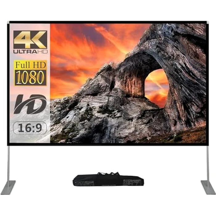 Projector Screen with Stand 100 inch Portable Projection Screen 16:9 4K HD Rear Front Projections Movies Screen with Carry Bag for Indoor Outdoor Home Theater Backyard Cinema Travel by SKERELL - Image 1