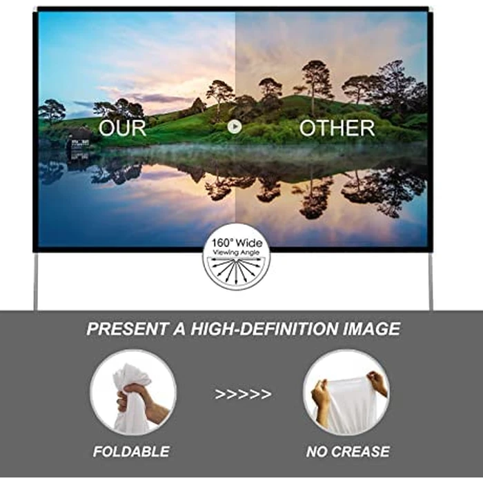 Projector Screen with Stand 100 inch Portable Projection Screen 16:9 4K HD Rear Front Projections Movies Screen with Carry Bag for Indoor Outdoor Home Theater Backyard Cinema Travel by SKERELL - Image 4