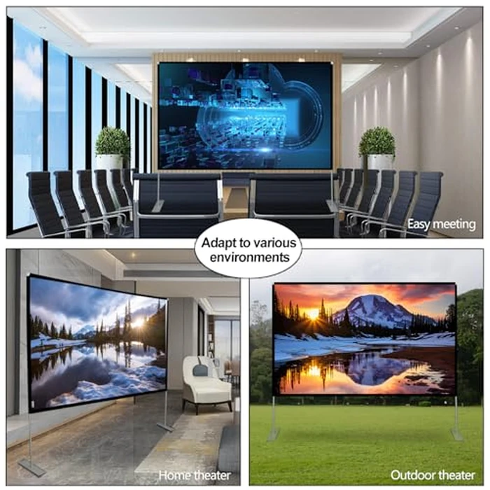 Projector Screen with Stand 100 inch Portable Projection Screen 16:9 4K HD Rear Front Projections Movies Screen with Carry Bag for Indoor Outdoor Home Theater Backyard Cinema Travel by SKERELL - Image 6