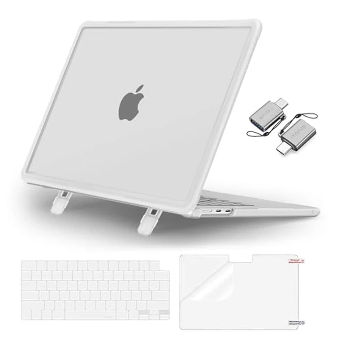 MOSISO Matte Case Compatible with MacBook Air 15 inch M5 2026 M4 2025 M3 M2 2024 2023 A3448 A3241 A3114 A2941,Shock-Resistant Hard Case with Fold Kickstand&Keyboard Cover&ScreenFilm&Type C, Clear by MOSISO - Used - Like New condition - US$29.23