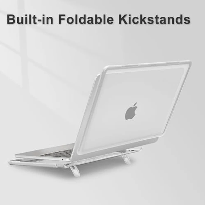 MOSISO Matte Case Compatible with MacBook Air 15 inch M5 2026 M4 2025 M3 M2 2024 2023 A3448 A3241 A3114 A2941,Shock-Resistant Hard Case with Fold Kickstand&Keyboard Cover&ScreenFilm&Type C, Clear by MOSISO - Image 3