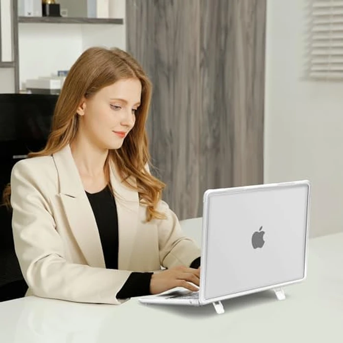 MOSISO Matte Case Compatible with MacBook Air 15 inch M5 2026 M4 2025 M3 M2 2024 2023 A3448 A3241 A3114 A2941,Shock-Resistant Hard Case with Fold Kickstand&Keyboard Cover&ScreenFilm&Type C, Clear by MOSISO - Image 5