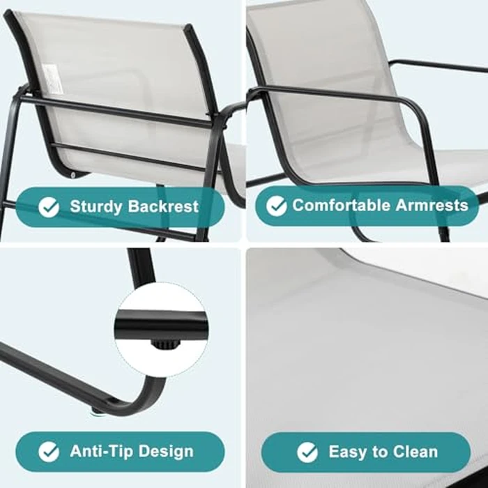 DUMOS 3 Piece Patio Furniture Set，Outdoor Patio Furniture Set with Table, Patio Sectional Bistro Sets for Lawn, Garden, Balcony, Poolside by DUMOS - Image 3