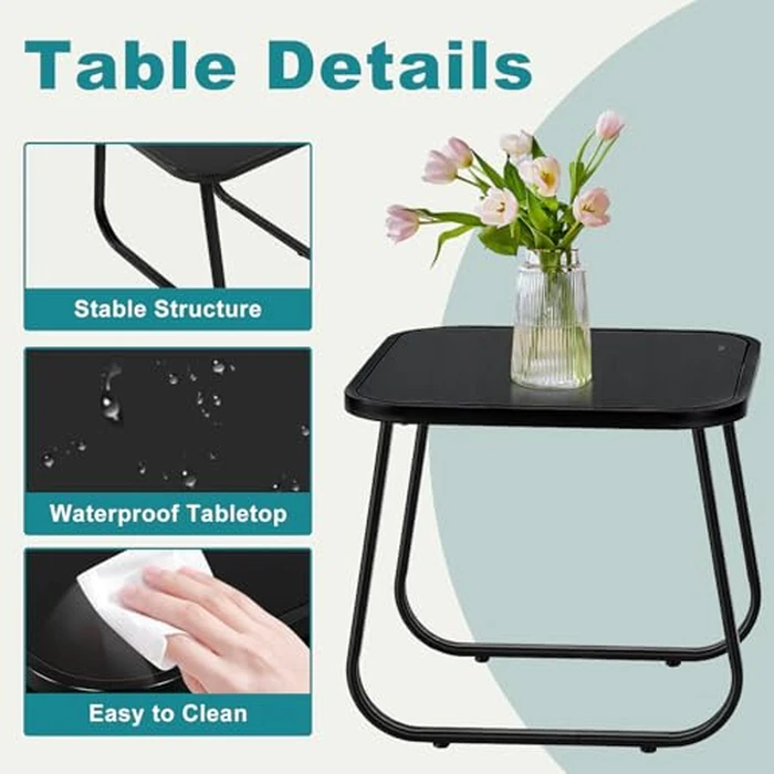 DUMOS 3 Piece Patio Furniture Set，Outdoor Patio Furniture Set with Table, Patio Sectional Bistro Sets for Lawn, Garden, Balcony, Poolside by DUMOS - Image 4