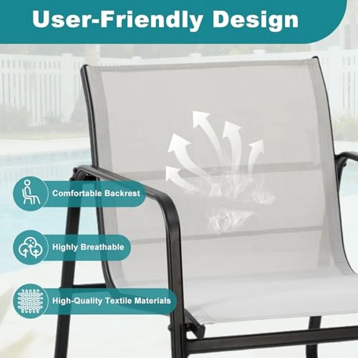 DUMOS 3 Piece Patio Furniture Set，Outdoor Patio Furniture Set with Table, Patio Sectional Bistro Sets for Lawn, Garden, Balcony, Poolside by DUMOS - Image 5