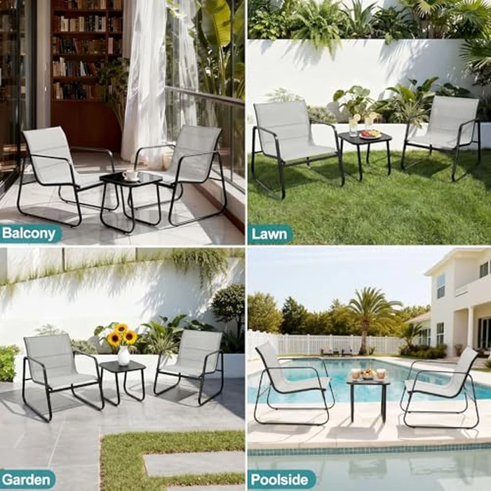 DUMOS 3 Piece Patio Furniture Set，Outdoor Patio Furniture Set with Table, Patio Sectional Bistro Sets for Lawn, Garden, Balcony, Poolside by DUMOS - Image 7
