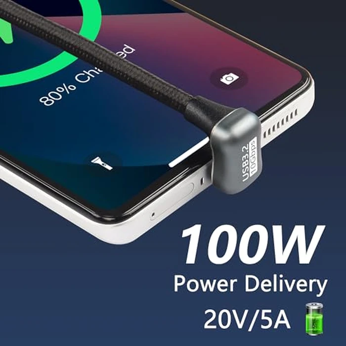 SinLoon USB-C to C Cable - 100W Opposite U Shape, Fast Charging, Nylon Braided, 0.5M/1.6FT by SinLoon - Image 2