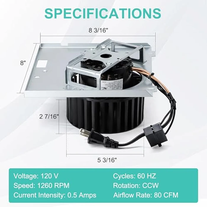 Hipoilk S97009745 97009745 Bathroom Fan Motor Assembly for Broan NuTone 684-A 684-B 684-C 684F-A 684F-B 684F-C HD80 HD80L 708-B 648N-B 676-S 676-I 676-K Exhaust Fan Replacement Motor by Hipoilk - Image 3