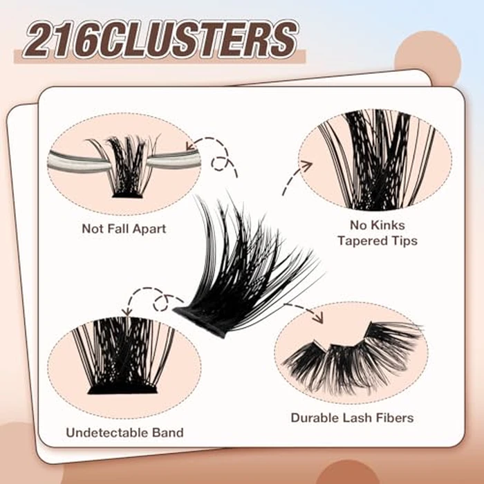 AILAISHI Lash Clusters Kit, DIY Cluster Eyelash Extensions 10‑20mm, 80D+100D, 216pcs Fluffy D Curl Natural Lashes with Bond & Seal,Remover,Tweezers - Fake Cat Eye Individual Clusters by AILAISHI - Image 4