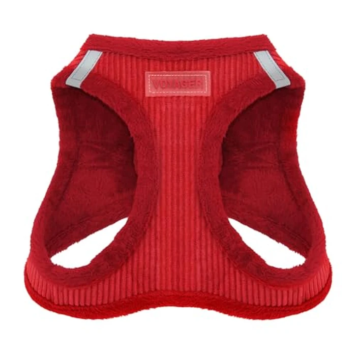 Voyager Step-in Plush Dog Harness - Soft Plush, Step in Vest Harness for Small and Medium Dogs by Best Pet Supplies - Red Corduroy, L (Chest: 18-20.5") by Best Pet Supplies - Used - Good condition