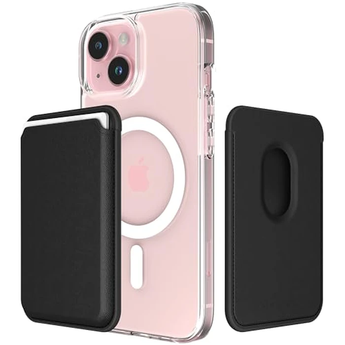 Sinjimoru Magnetic Card Wallet, Premium Vegan Leather Phone Wallet for MagSafe 3-Card Holder Compatible with iPhone 17 Plus Pro Max 16 15 14 13 Series. M-Viica Black by Sinjimoru - Used - Acceptable condition