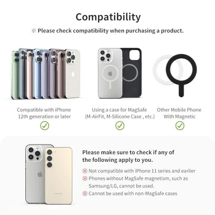 Sinjimoru Magnetic Card Wallet, Premium Vegan Leather Phone Wallet for MagSafe 3-Card Holder Compatible with iPhone 17 Plus Pro Max 16 15 14 13 Series. M-Viica Black by Sinjimoru - Image 5