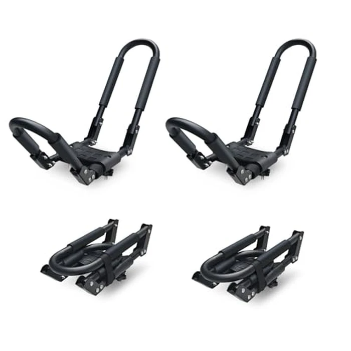 SUDOO Folding Kayak Roof Rack 2 Pairs 4pcs Foldable J-Bar Heavy Duty Kayak Carrier Universal Fit for Square Oval Factory Crossbars for Kayaks Canoes Surfboards Ski Boards by SUDOO - Used - Like New condition - US$45.07