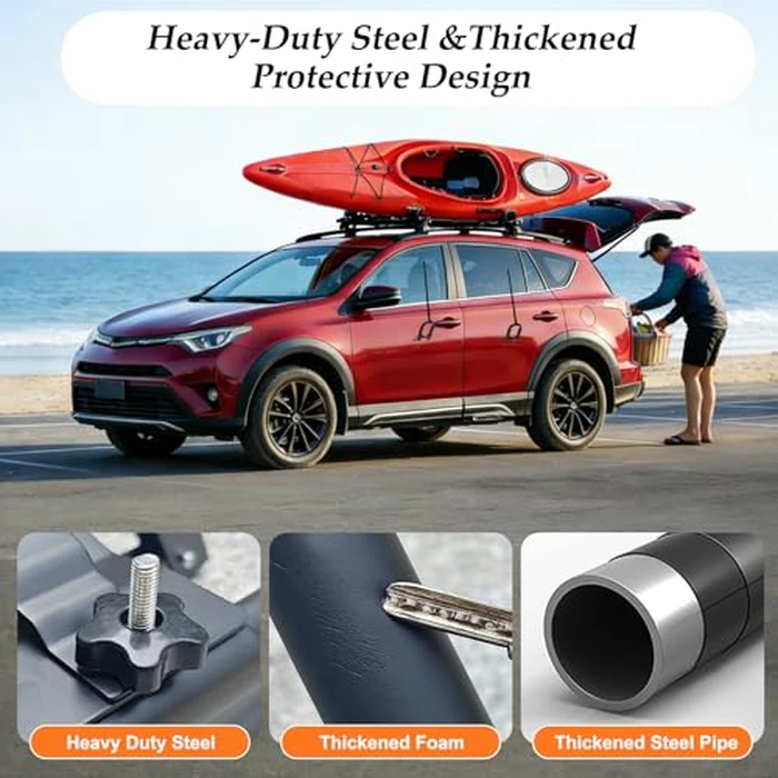 SUDOO Folding Kayak Roof Rack 2 Pairs 4pcs Foldable J-Bar Heavy Duty Kayak Carrier Universal Fit for Square Oval Factory Crossbars for Kayaks Canoes Surfboards Ski Boards by SUDOO - Image 5
