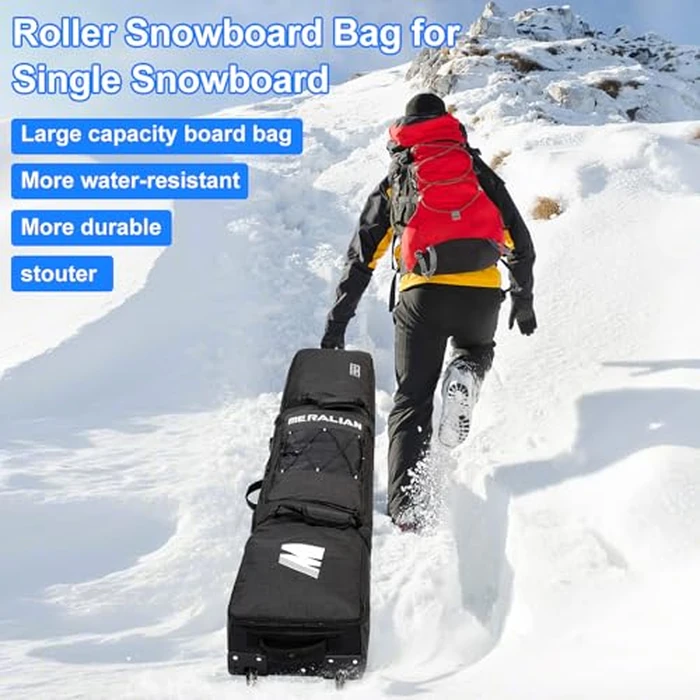 MERALIAN Snowboard Bag with Wheels, Padded Roller Snowboard Bag for Single Snowboard and Snowboard Boots,Available Length in 160cm and 170cm. (blk, 160cm) by MERALIAN - Image 7