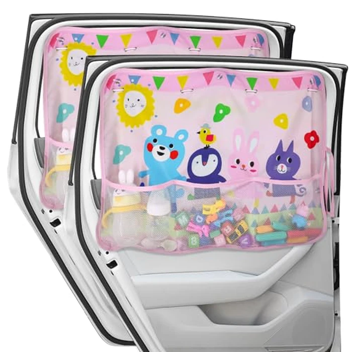DIZA100 Car Sun Shade for Window Baby (2 Pack), Blackout Window Shades with Storage Net Pocket, 7 Suction Cups, Cute Patterns for Sun/Heat/UV Rays Block by DIZA100 - Used - Like New condition - US$16.14