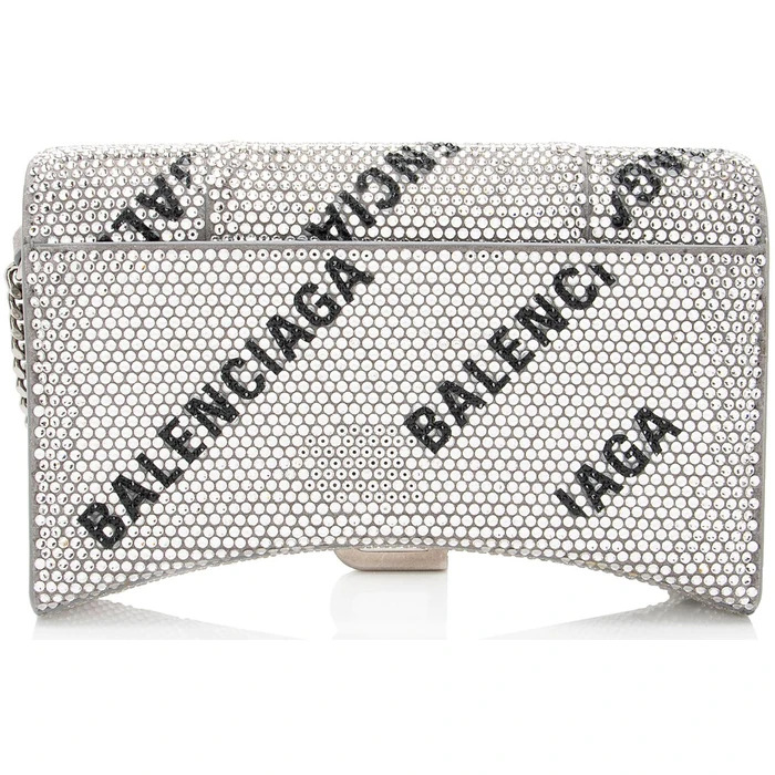 Balenciaga Crystal Logo Hourglass Chain Bag - Crystal - Black/Silver by Balenciaga - Image 3