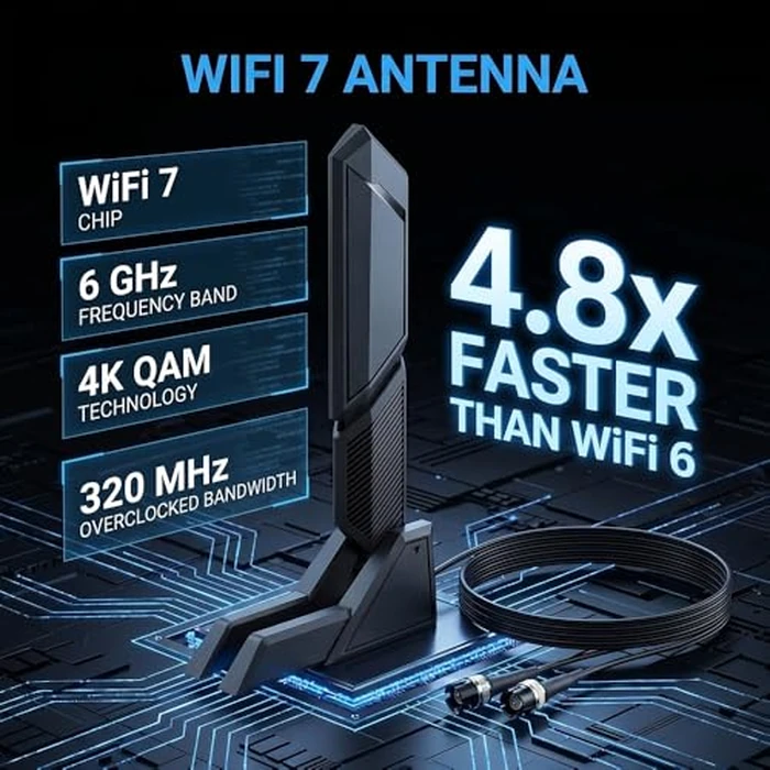 WiFi 7 Laptop WiFi Antenna 2.4G 5G 6G Dual Band Magnetic Base for ASUS ROG Strix X870-I X870E-E X870-A/Prime X870-P/TUF Gaming X870-PLUS WiFi 6E WIFI7 Antennas PC Desktop Computer by XLQJVPO - Image 5