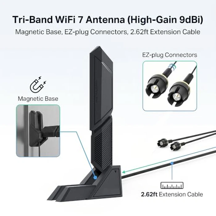 WiFi 7 Laptop WiFi Antenna 2.4G 5G 6G Dual Band Magnetic Base for ASUS ROG Strix X870-I X870E-E X870-A/Prime X870-P/TUF Gaming X870-PLUS WiFi 6E WIFI7 Antennas PC Desktop Computer by XLQJVPO - Image 6