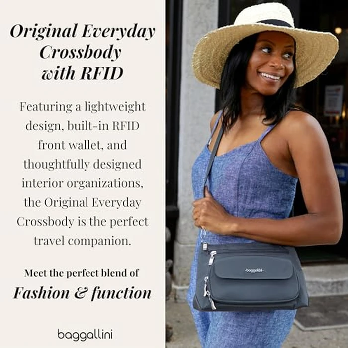 Original Everyday 10.5x7.5 Crossbody Bags for Women RFID Protected Lightweight Nylon Zippered Travel Purse by Baggallini - Image 2