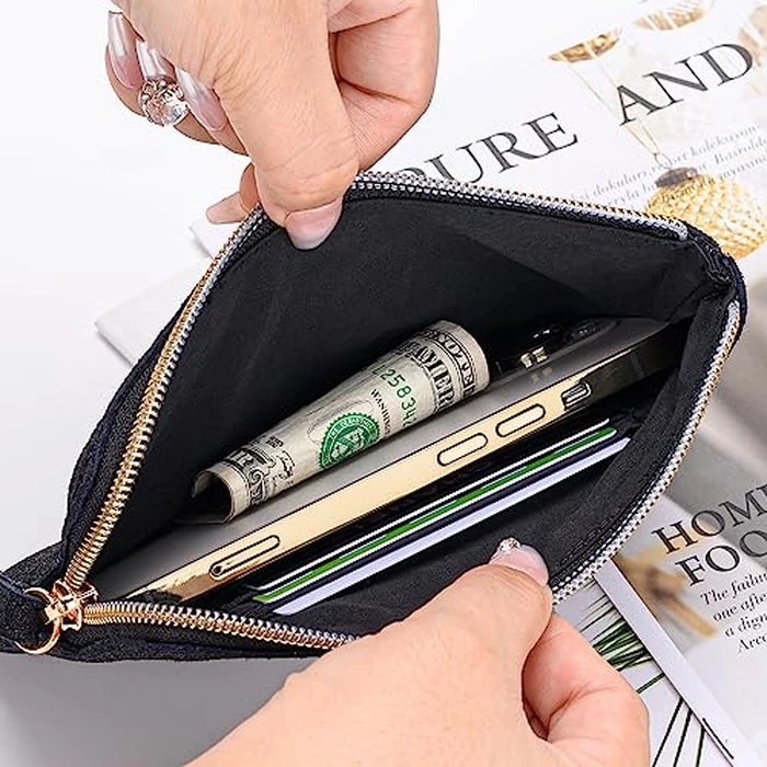 GAYI URBAN Genuine Leather 4.5 x 6.5 Wristlet Purse for Women, Evening Wristlet Pouch Clutch Bag (Black) by GAYI URBAN - Image 2
