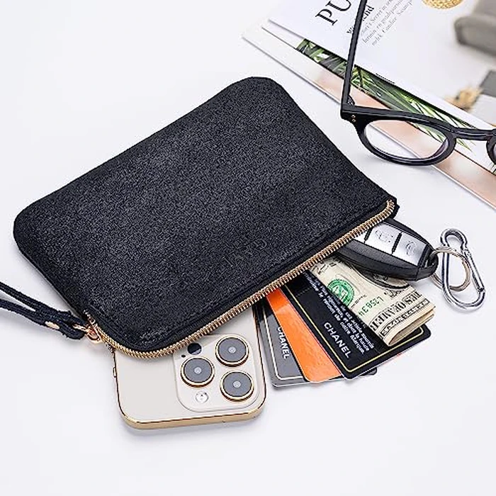 GAYI URBAN Genuine Leather 4.5 x 6.5 Wristlet Purse for Women, Evening Wristlet Pouch Clutch Bag (Black) by GAYI URBAN - Image 3
