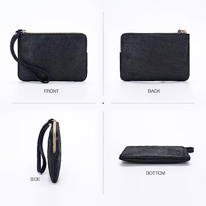 GAYI URBAN Genuine Leather 4.5 x 6.5 Wristlet Purse for Women, Evening Wristlet Pouch Clutch Bag (Black) by GAYI URBAN - Image 4