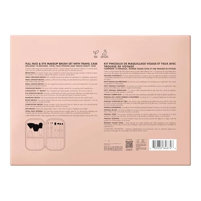 e.l.f. Full Face & Eye Makeup Brush Set with Travel Case, 11 Face & Eye Brushes For Creating A Full Face Makeup Look, Vegan & Cruelty-Free by e.l.f. - Image 6