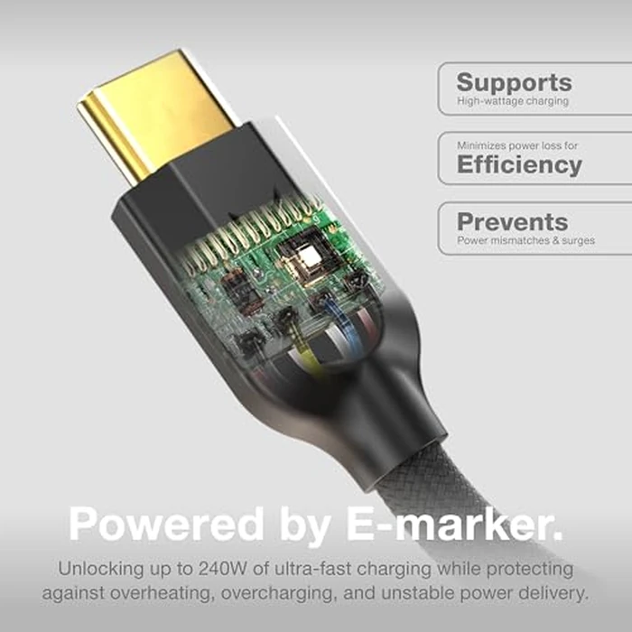 NOCO XGrid XC2: 240W USB-C to USB-C Cable - Type C Fast Charging Cord, USB-IF Certified, Smart E-Marker Chip, 480Mbps Data, UltraFlex Braided Nylon + Silicone Jacket, 6-Foot Durable Design by NOCO - Image 4