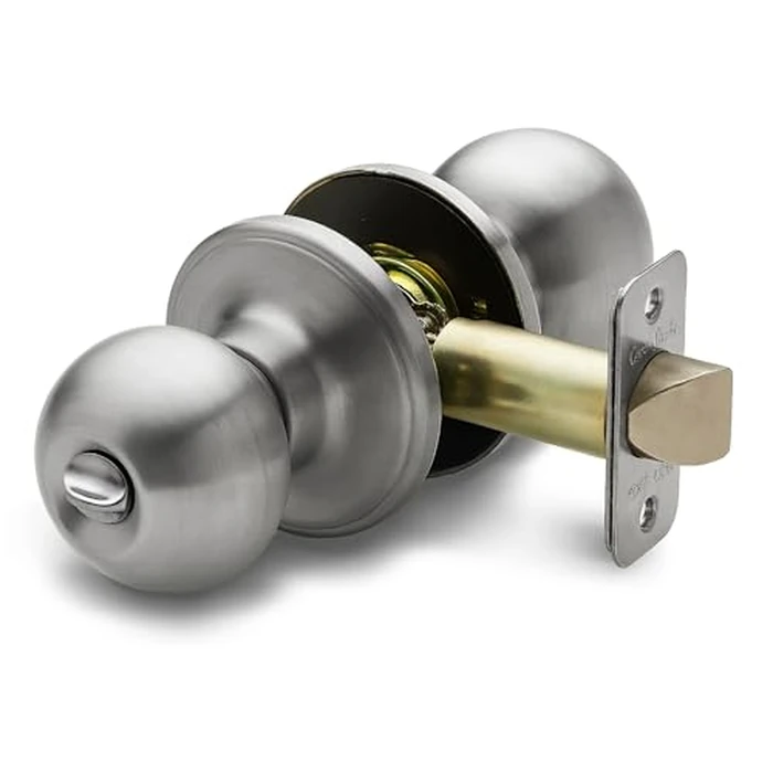 Copper Creek Privacy Interior Door Knob - ANSI Grade-3 Certified, Modern Heavy Duty Handle, Easy Install and Reversible for Bedroom, Bathroom & Closets - Satin Stainless (1 Pack) by Copper Creek - Image 1
