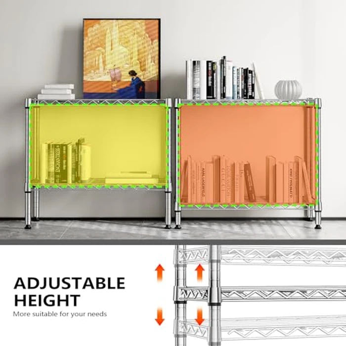 MZG 220 lbs 2 Tier Storage Rack Metal Wire Shelving Unit, Storage Standing Household Shelf Organizer for Laundry Bathroom Kitchen Pantry Closet Garage Utility Room, Chrome 11.8" D x 27.6" W x 23.4" H by M MZG - Image 6