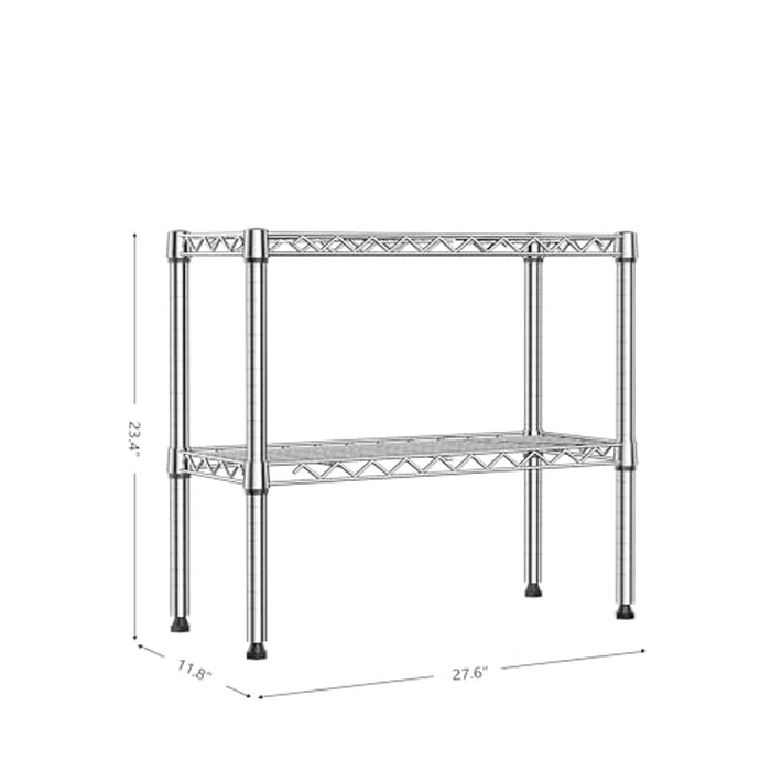 MZG 220 lbs 2 Tier Storage Rack Metal Wire Shelving Unit, Storage Standing Household Shelf Organizer for Laundry Bathroom Kitchen Pantry Closet Garage Utility Room, Chrome 11.8" D x 27.6" W x 23.4" H by M MZG - Image 7