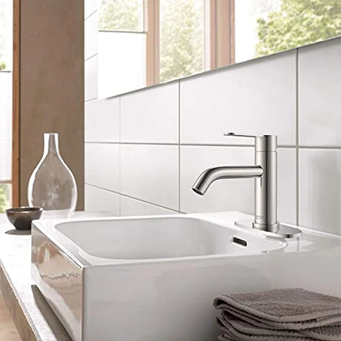 Bathroom Faucet: Single Handle Bathroom Faucet with Pop Up Drain and Deck Plate, Bathroom Faucet 1 Or 3 Hole, Vanity Faucet Sink Drain, Grifo para Lavamanos Baño, Brushed Nickel by AMAZING FORCE - Image 5