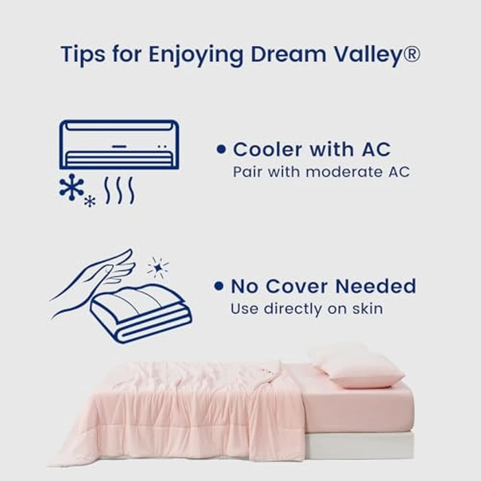 Dream Valley(R) Outlast(R) Deepsleep Cooling Comforter, King Size, NASA-Grade Space Technology Cooling Blanket for Hot Sleepers Night Sweats, Q-Max > 0.45 Aerocool(TM) Breathable, Pink Blush, 106"x90" by Dream Valley - Image 6
