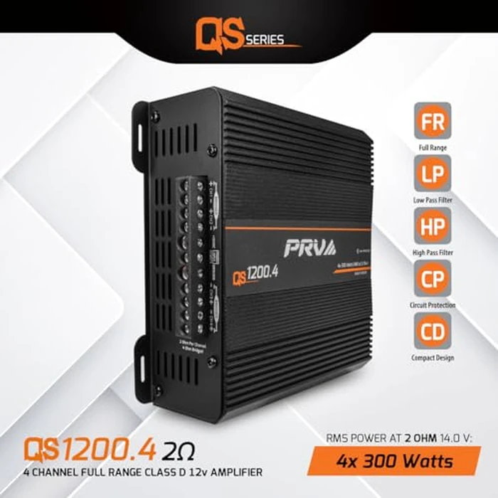 PRV Audio QS1200.4 2 Ohm Compact 4 Channel Car Audio Amplifier 4 x 310 Watts RMS at 2 Ohm - High Power Stereo 12 Volts Amp Class D Full Range Bridgeable by PRV AUDIO - Image 2