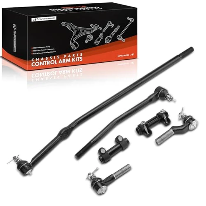 A-Premium Set of 6, Front Inner & Outer Tie Rod End with Adjusting Sleeve, Compatible with Ford - 1992-2006 - E-250, E-250 Econoline, E-350 Econoline/Club Wagon/Super Duty/Econoline Club Wagon by A-Premium - Image 1