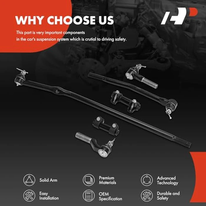 A-Premium Set of 6, Front Inner & Outer Tie Rod End with Adjusting Sleeve, Compatible with Ford - 1992-2006 - E-250, E-250 Econoline, E-350 Econoline/Club Wagon/Super Duty/Econoline Club Wagon by A-Premium - Image 6