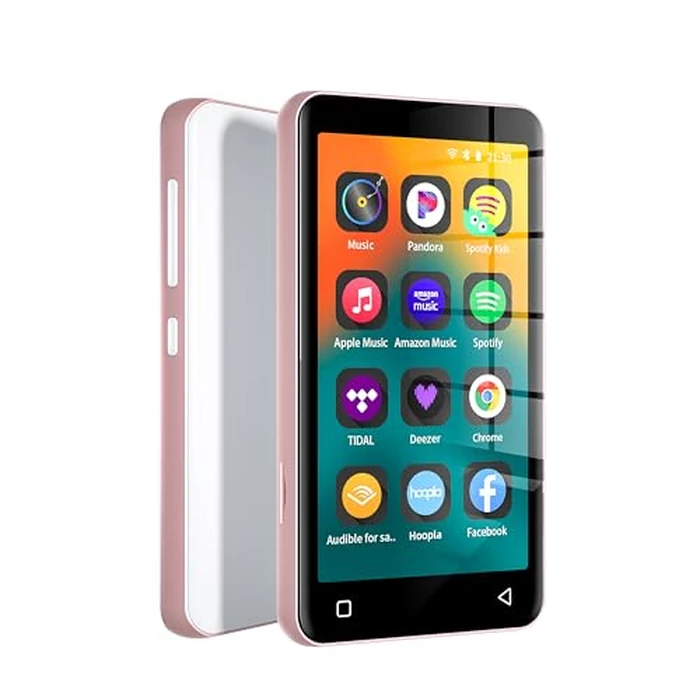 80GB MP3 Player with Bluetooth and WiFi, MP4 MP3 Player with Spotify,Spotify Kids,4" Music Player with Pandora, Audible,Music Player with Speaker (Pink_White) by innioasis - Used - Like New condition - US$53.29