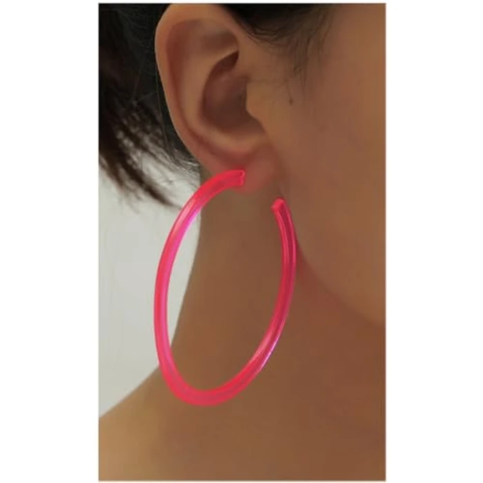 80's 90's Neon Lime Green Hoop Earrings for Women Y2k Jewelry Gift (Rose) by POYAMUSE - Image 3