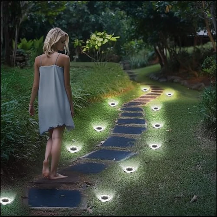INCX Solar Ground Lights,16 Pack Solar Lights Outdoor Waterproof, Solar Garden Lights Landscape Lighting for Patio Pathway Lawn Yard Deck Driveway Walkway, Cold White by INCX - Image 4