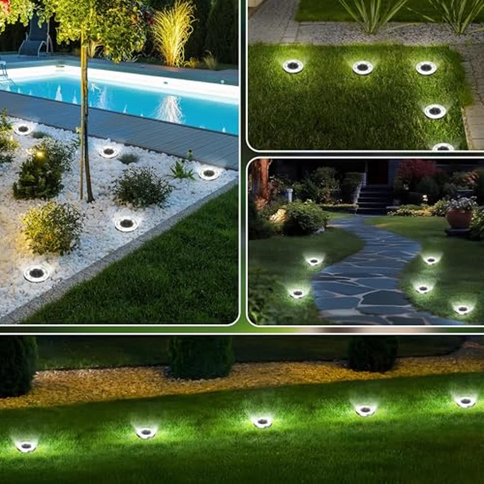 INCX Solar Ground Lights,16 Pack Solar Lights Outdoor Waterproof, Solar Garden Lights Landscape Lighting for Patio Pathway Lawn Yard Deck Driveway Walkway, Cold White by INCX - Image 5