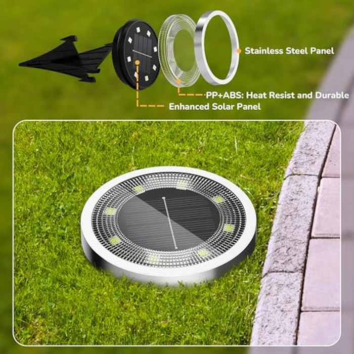 INCX Solar Ground Lights,16 Pack Solar Lights Outdoor Waterproof, Solar Garden Lights Landscape Lighting for Patio Pathway Lawn Yard Deck Driveway Walkway, Cold White by INCX - Image 8